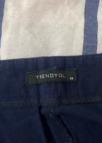 Lacivert Midi Hamile Keten Şort - Görsel 3