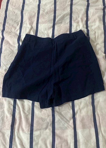 Lacivert Midi Hamile Keten Şort - Görsel 2