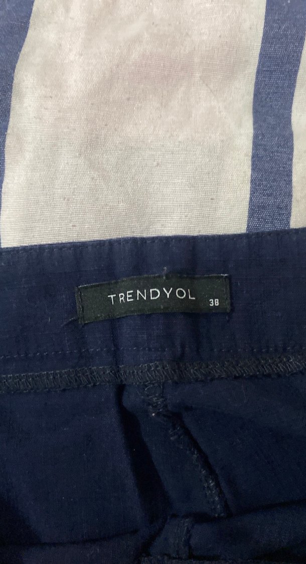 Lacivert Midi Hamile Keten Şort - Görsel 3