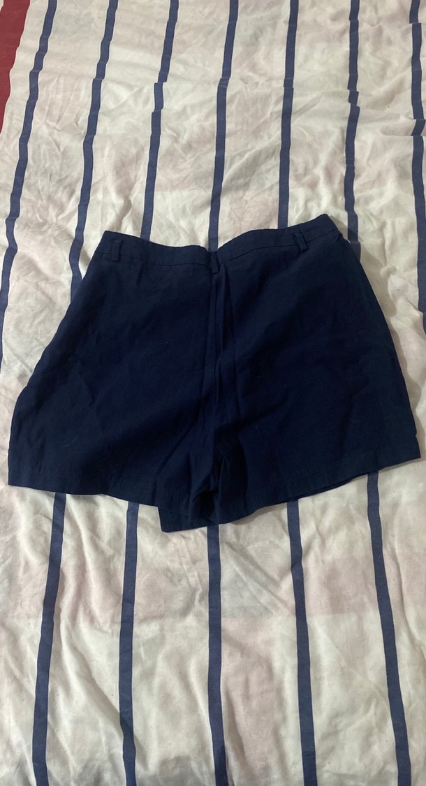 Lacivert Midi Hamile Keten Şort - Görsel 2