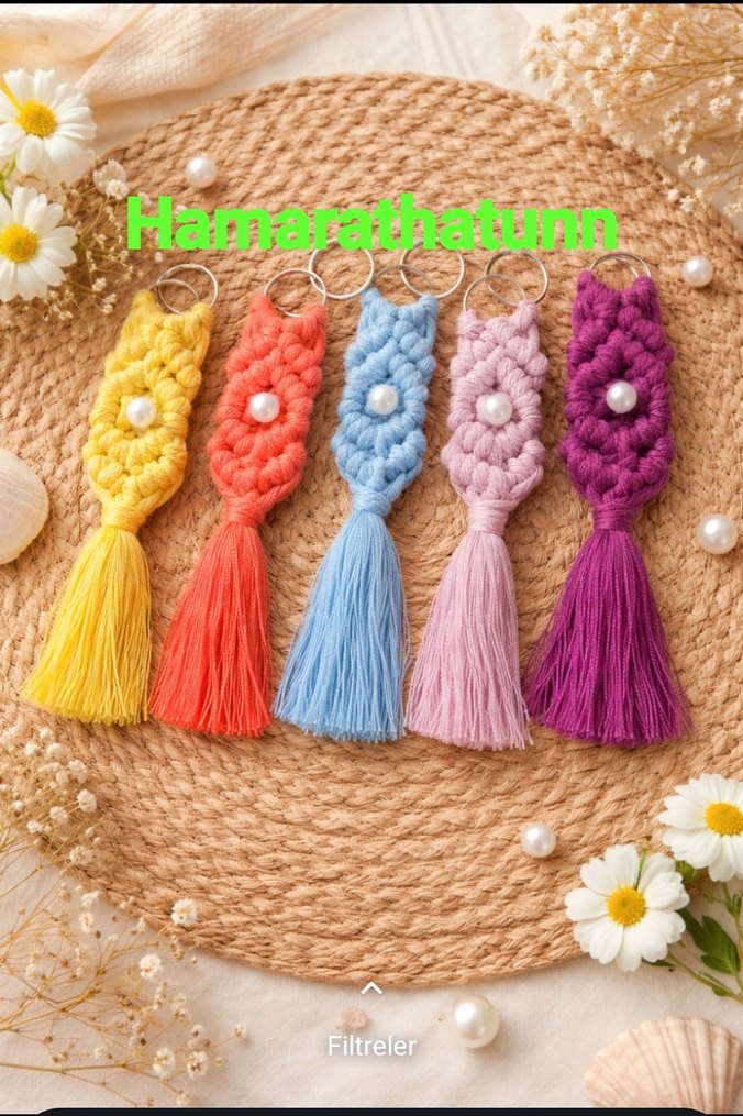 Bohem Püsküllü Çok Renkli Anahtarlık - Görsel 2