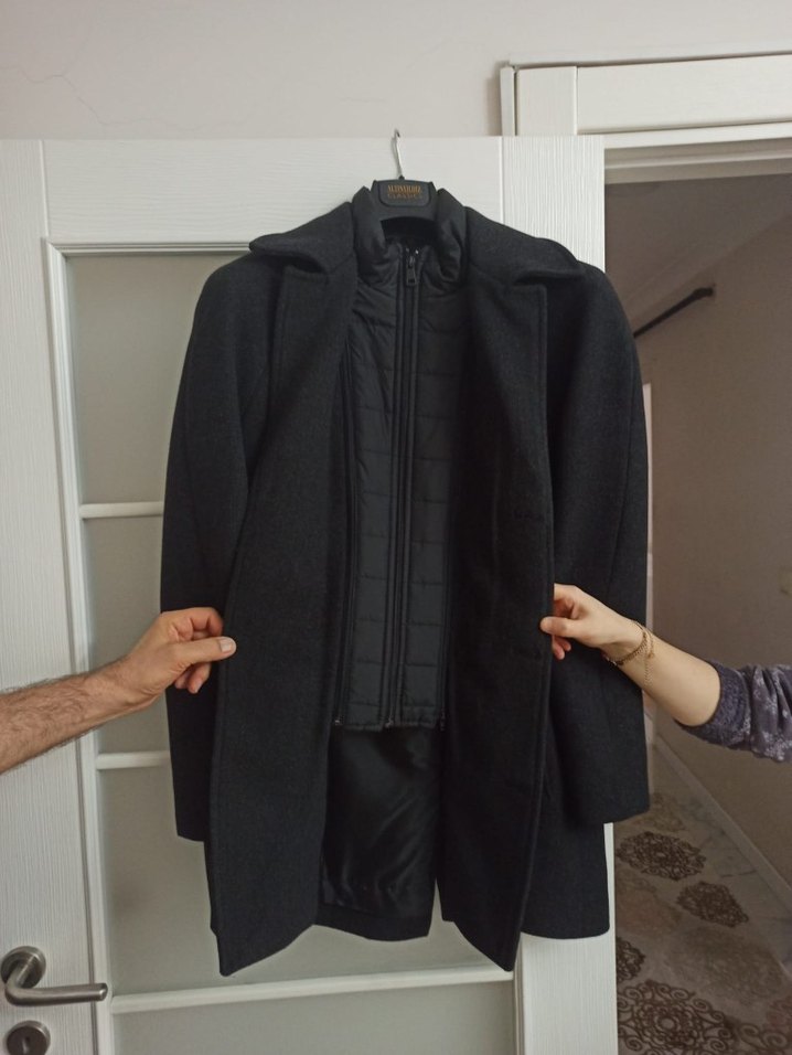 Gri Erkek Midi Boy Düğmeli Klasik Ceket - Görsel 3