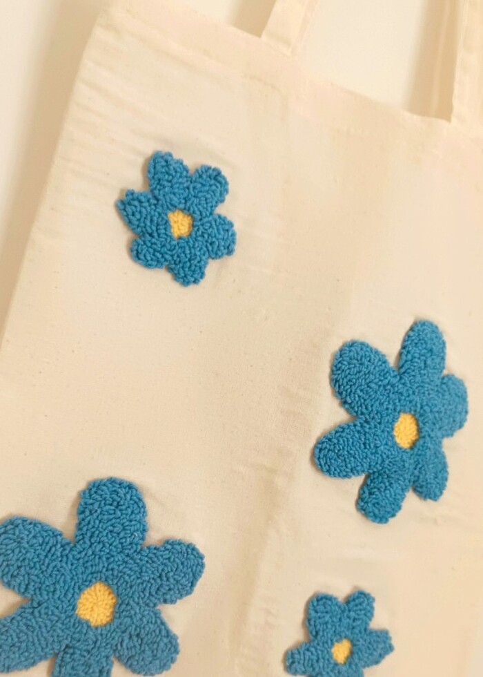 Punch işleme yıkanmış ham bez çanta  - Görsel 2