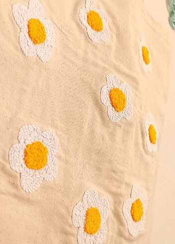 Punch işleme yıkanmış ham bez çanta  - Görsel 2