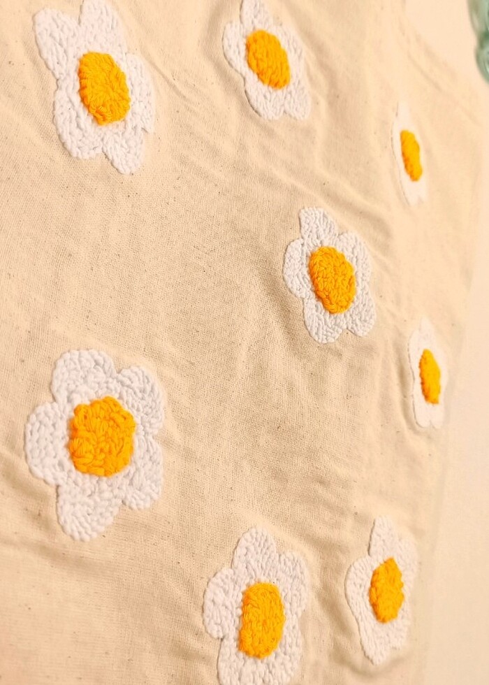 Punch işleme yıkanmış ham bez çanta  - Görsel 2