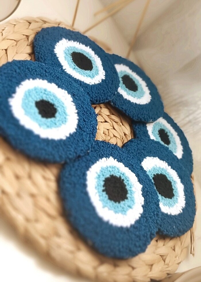 Punch işleme nazarlık bardak altlığı  - Görsel 2