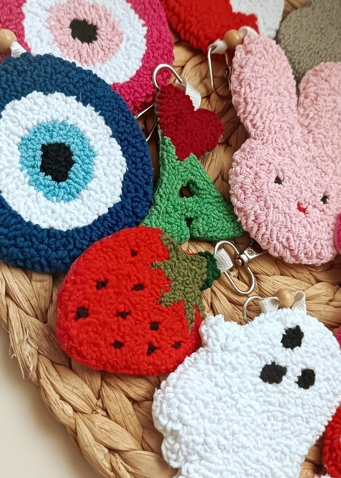 Punch işleme sevimli anahtarlık ve çanta süsleri  - Görsel 2