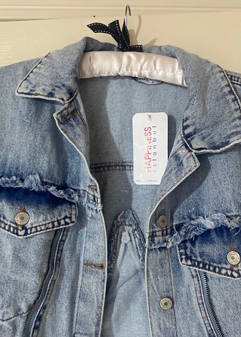 s Beden Kadın Mavi Kolsuz Denim Yelek