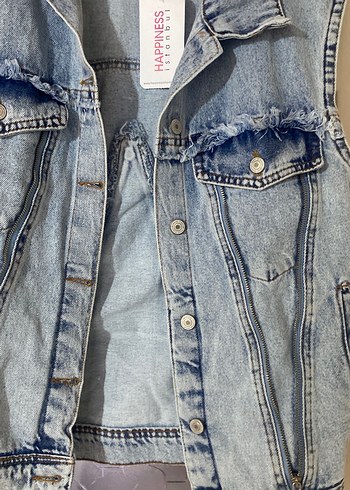 s Beden mavi Renk Kadın Mavi Kolsuz Denim Yelek