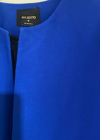s Beden Kadın Mavi Mini Düğmeli Blazer Ceket