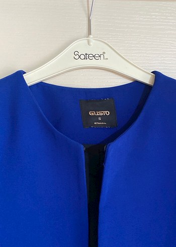 Gusto Kadın Mavi Mini Düğmeli Blazer Ceket