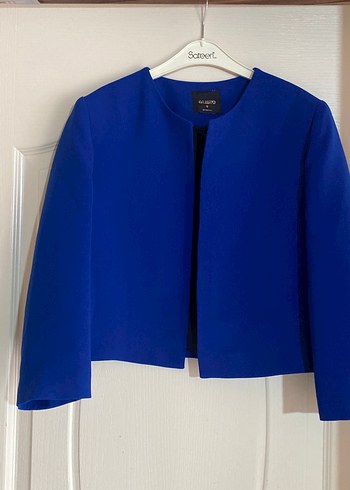 Kadın Mavi Mini Düğmeli Blazer Ceket