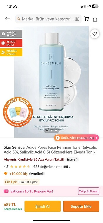Yüz temizleme toniği skinsual