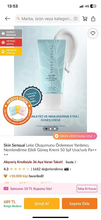 Skınsual güneş kremi
