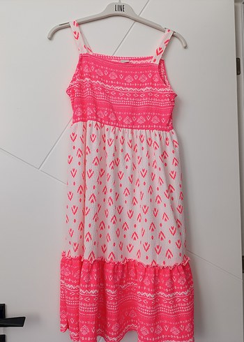 Kız Çocuk Pembe Renkli Bohem Elbise