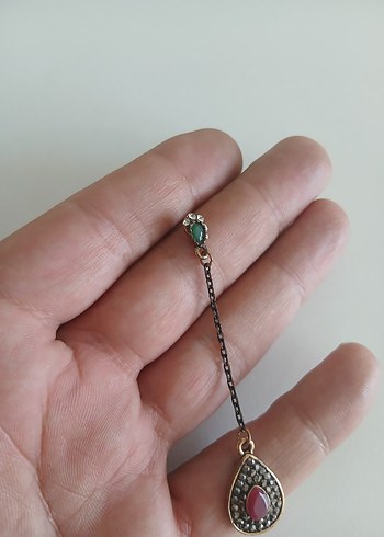 hakiki Zümrüt yakut kupe tek - Görsel 3