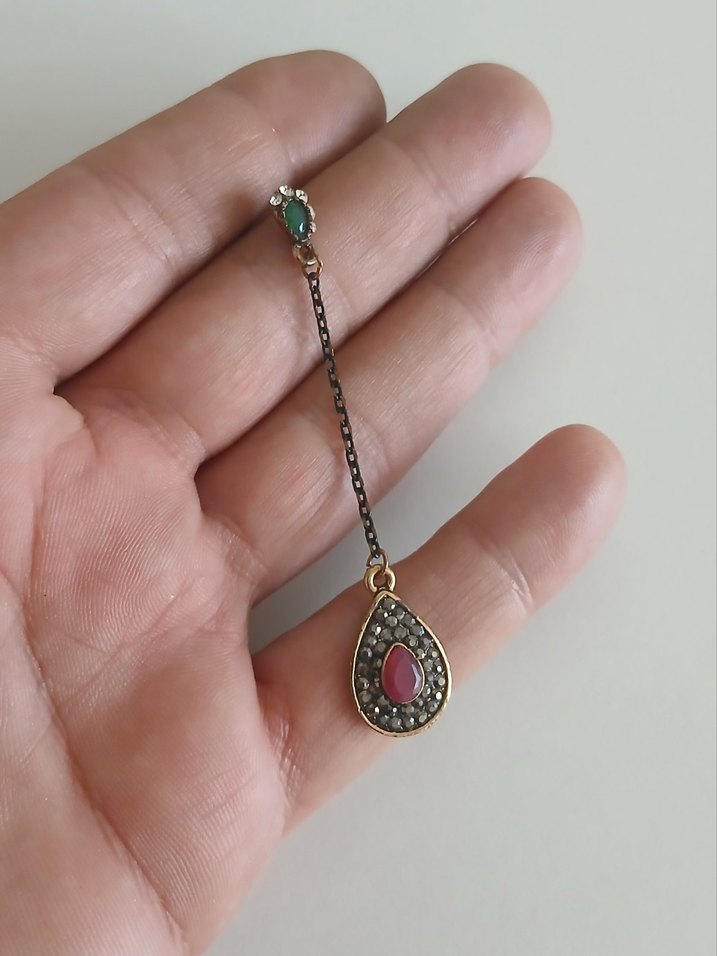 hakiki Zümrüt yakut kupe tek - Görsel 5