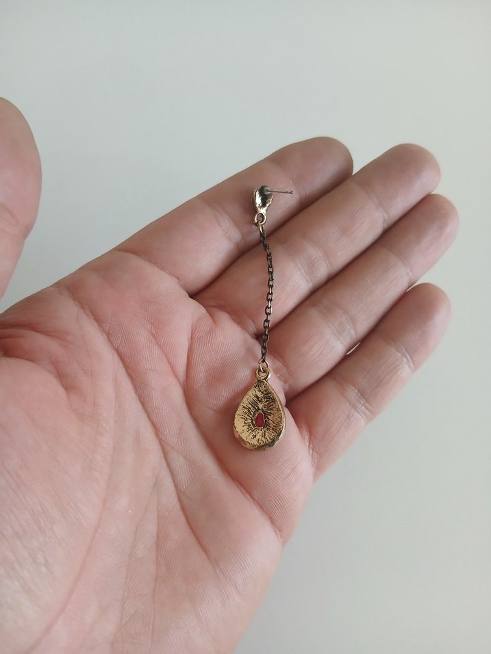 hakiki Zümrüt yakut kupe tek - Görsel 4