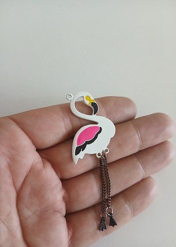 Renkli Zincir Detaylı Flamingo Broş