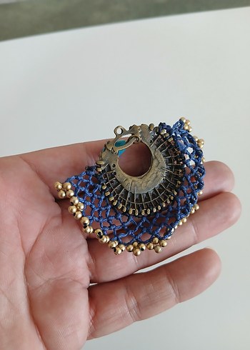 American Vintage Boncuklu Bohem Turkuaz Broş