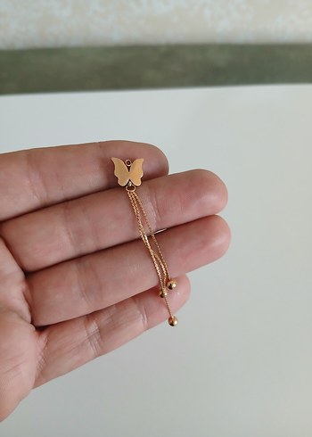 American Vintage Altın Renkli Püsküllü Kelebek Broş