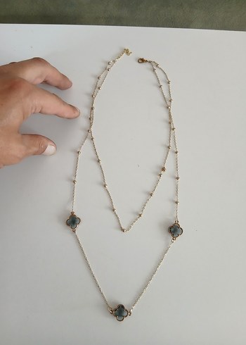  Beden altın Renk Vintage Altın Zincir Detaylı Midi Kolye