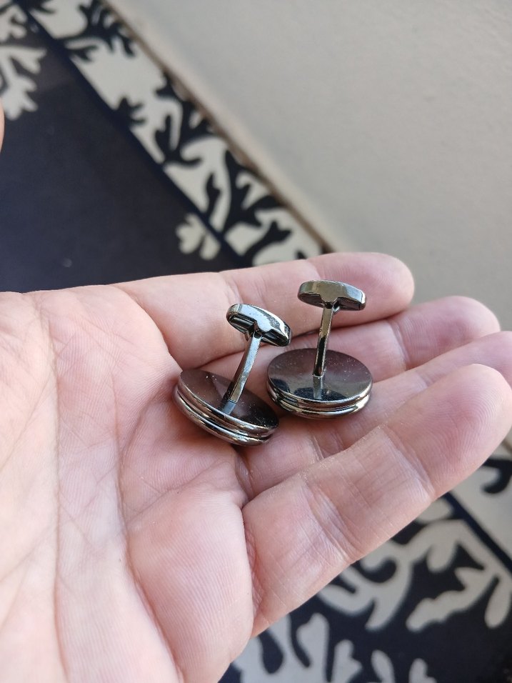 Siyah Desenli Gotik Düğmeli Kadın Kol Düğmeleri - Görsel 2