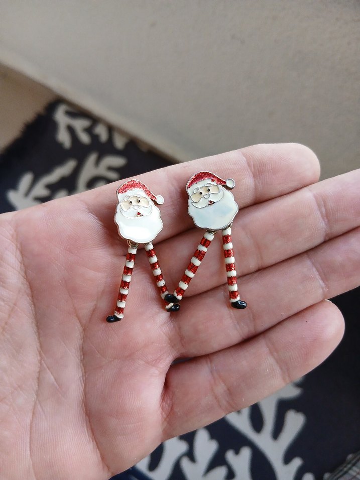 Kırmızı Nakışlı Noel Baba Kadın Kol Düğmeleri - Görsel 4