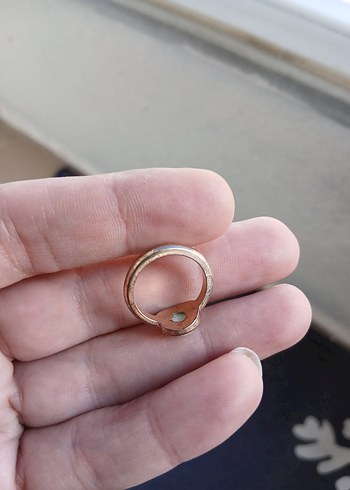 Düğmeli Beyaz Vintage Kadın Yüzük - Görsel 3