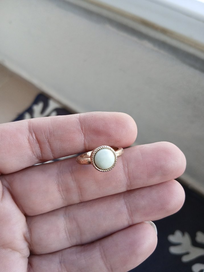 Düğmeli Beyaz Vintage Kadın Yüzük - Görsel 4