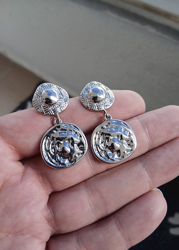 Gri Vintage Leopar Desenli Mini Tokalı Küpe - Görsel 4