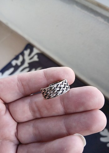 Zincir Detaylı Gri Yılan Desenli Bohem Yüzük - Görsel 2