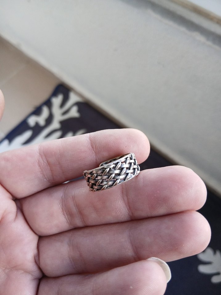 Zincir Detaylı Gri Yılan Desenli Bohem Yüzük - Görsel 2