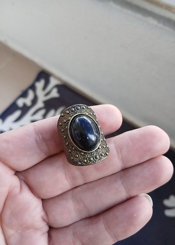 Vintage Siyah Taşlı Gotik Yüzük - Görsel 2