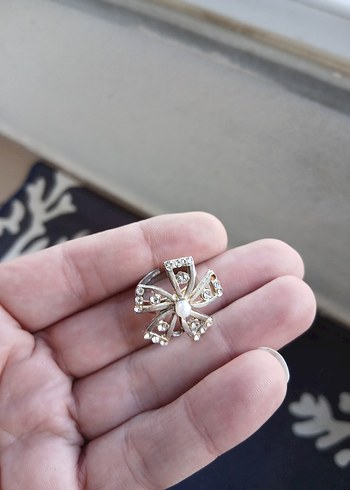 Payet Detaylı Vintage Beyaz Kadın Yüzük - Görsel 2