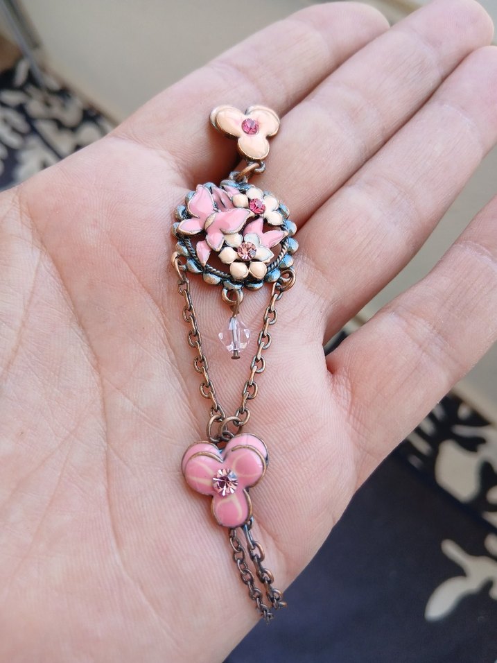 Pembe Çiçekli Bohem Zincirli Kadın El Aksesuarı - Görsel 2