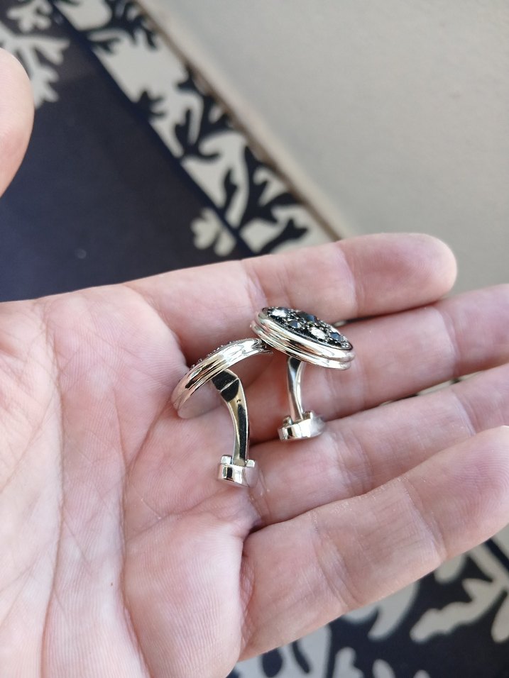 Vintage Gri Desenli Kadın Kol Düğmesi - Görsel 2