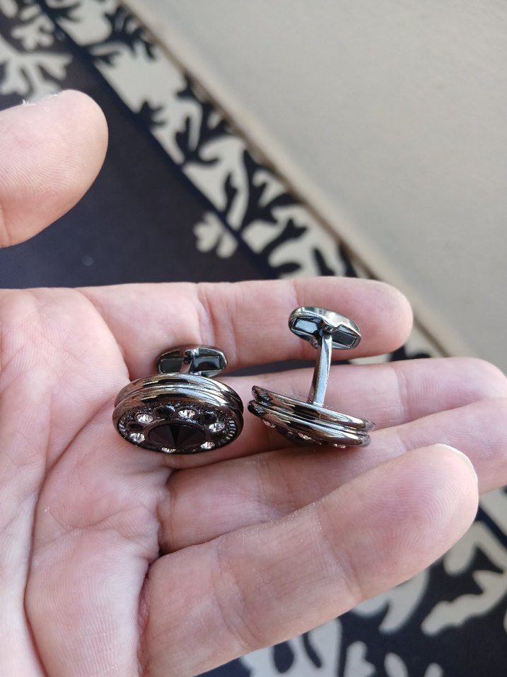 Kadın Vintage Siyah Desenli Düğmeli Kol Düğmeleri - Görsel 2