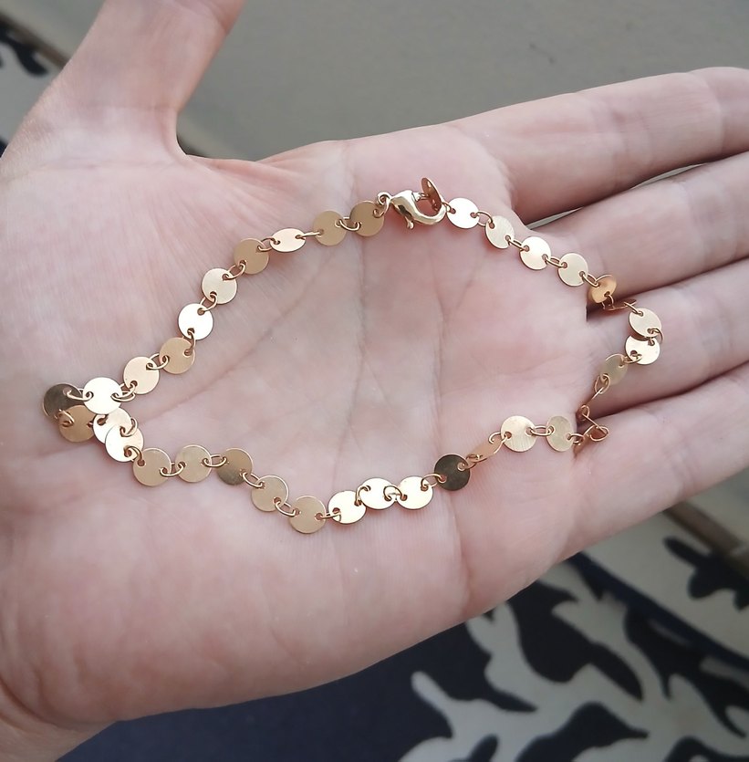 Altın Renkli Noktalı Zincir Detaylı Kadın El Zinciri - Görsel 4