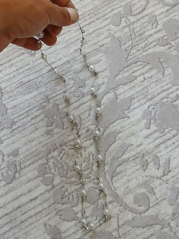 İnci Boncuklu Beyaz Kadın El Zinciri - Görsel 3