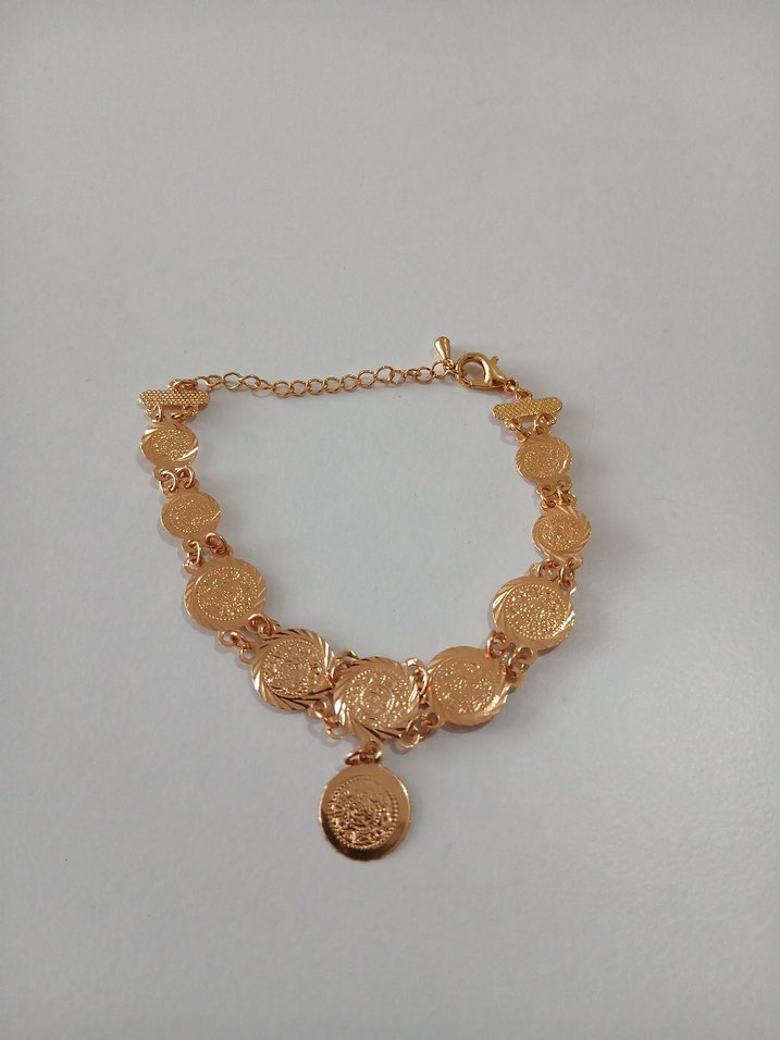 Parlak Yılan Desenli Altın Renkli Kadın El Zinciri - Görsel 4