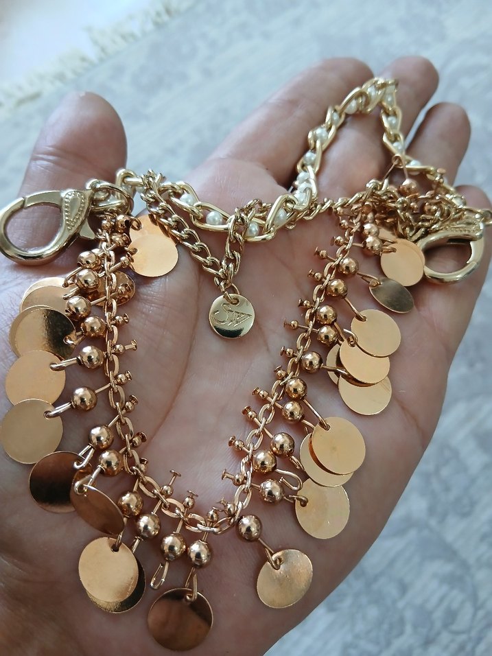 Altın Renkli Zincir Detaylı Bohem Kadın El Zinciri - Görsel 2