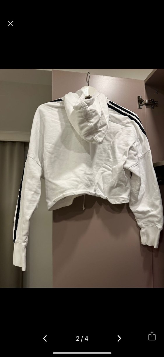 Beyaz Yarım Boy Kadın Sweatshirt - Görsel 2