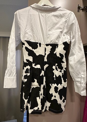 Uzun Kollu Zebra Desenli Mini Elbise - Görsel 3