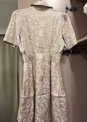 Bej Desenli Kısa Kollu Elbise - Görsel 6