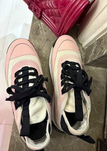 Pembe Yüksek Taban Chanel Kadın Spor Ayakkabı - Görsel 5