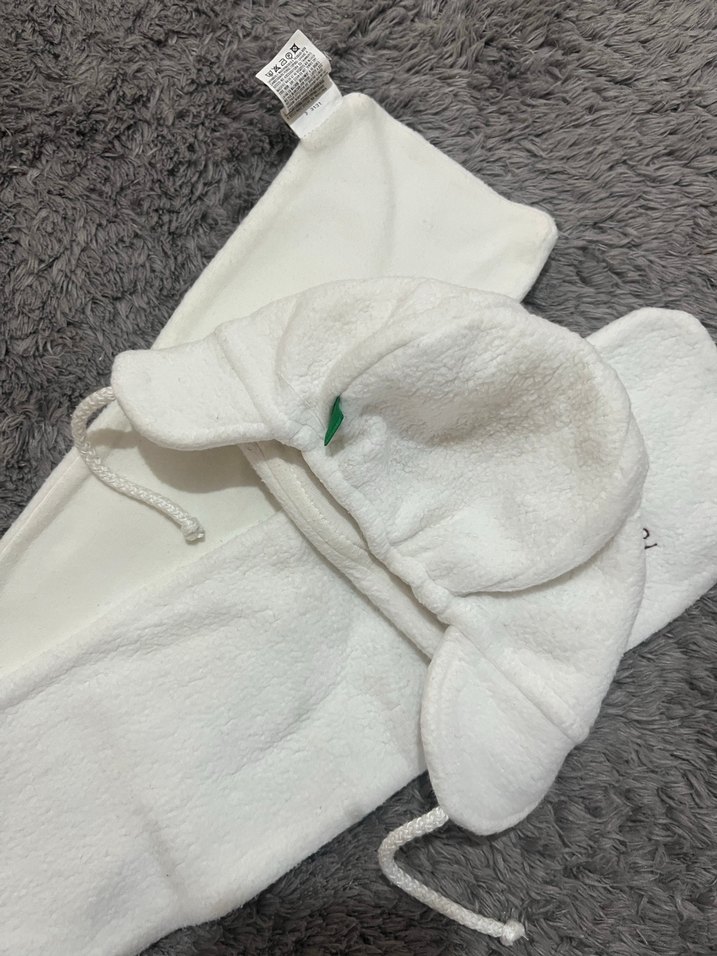 Beyaz Nakışlı Çocuk Bere ve Atkı Seti - Görsel 4