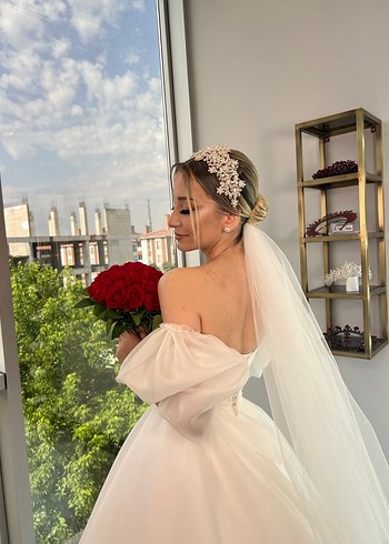 Straplez Midi A Kesim Modern Klasik Gelinlik - Görsel 6