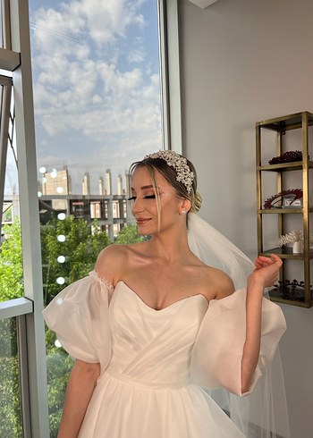 Straplez Midi A Kesim Modern Klasik Gelinlik - Görsel 5