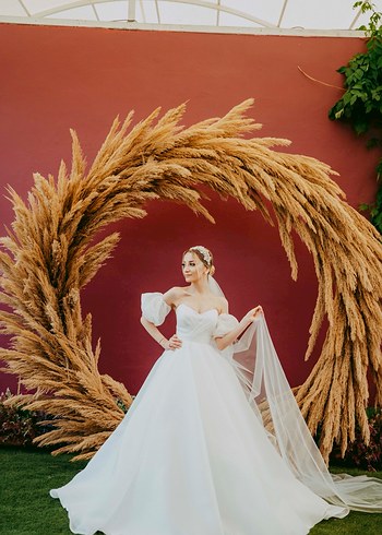 Straplez Midi A Kesim Modern Klasik Gelinlik - Görsel 3